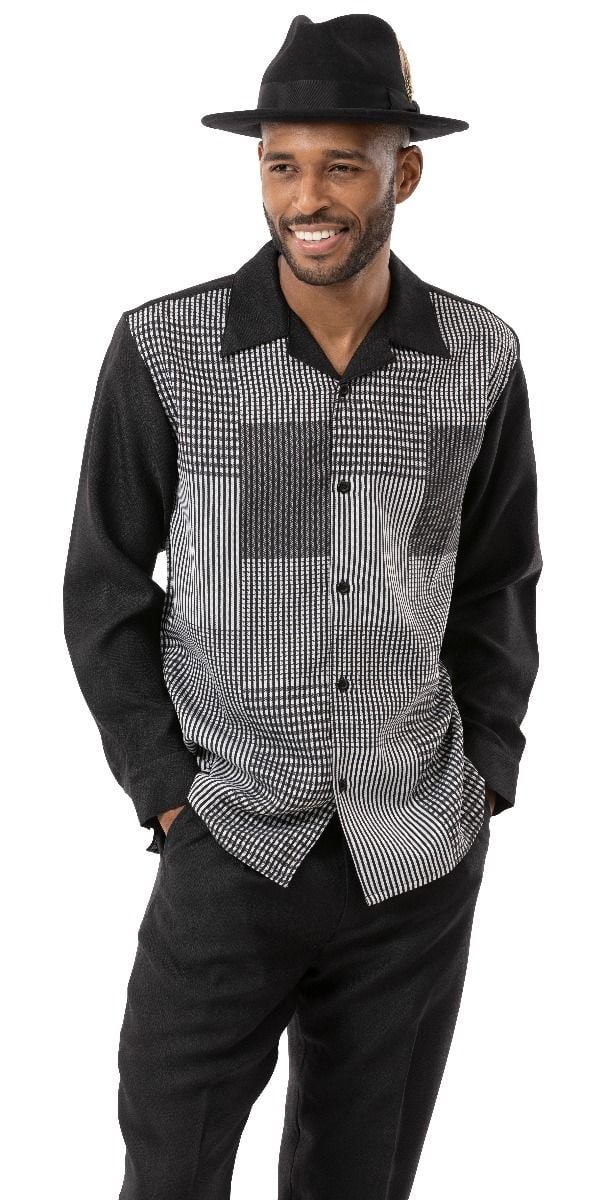 Montique Men's 2 Piece Long Sleeve Walking Suit - Geometric Checker