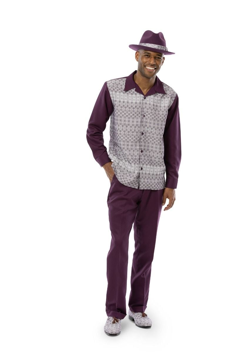 Montique Men's 2 Piece Long Sleeve Walking Suit - Abstract Checker