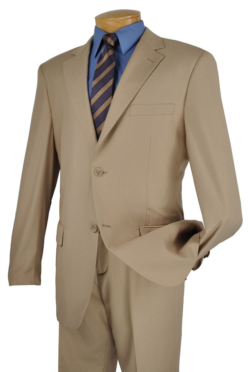 Vinci Men's 2 Piece Wool Feel Executive Outlet Suit - Solid Color
