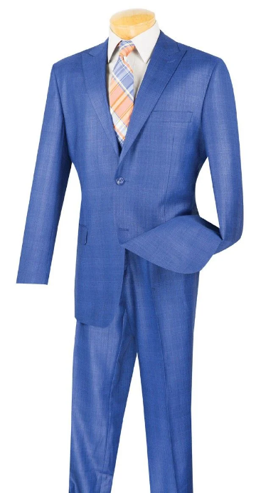 Men's Vinci Peak Lapel Double Breasted Suit High back Vented Jacket with Flap Pockets Grey