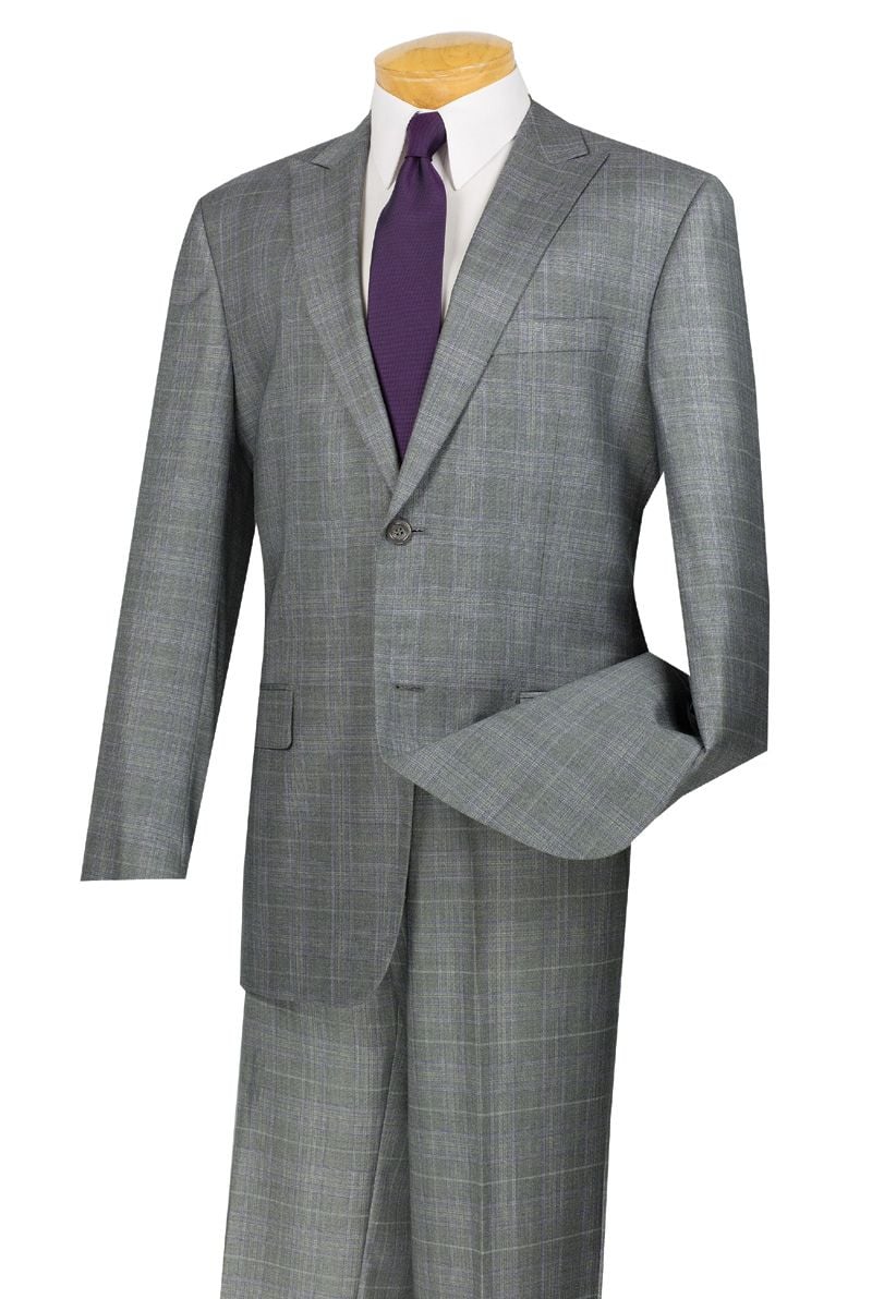Vinci Men's 2 Piece Wool Feel Executive Outlet Suit - Peak Lapel