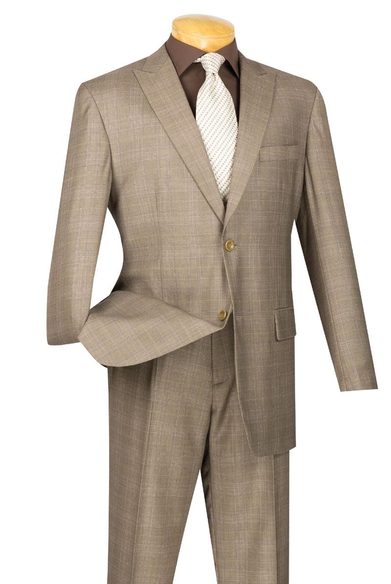 Vinci Men's 2 Piece Wool Feel Executive Outlet Suit - Peak Lapel