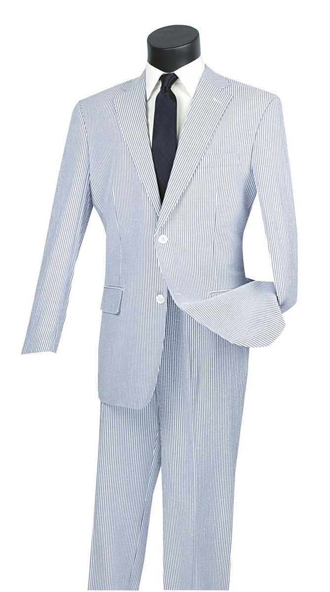 Vinci Men's 2 Piece Seersucker Suit - Light 100% Cotton