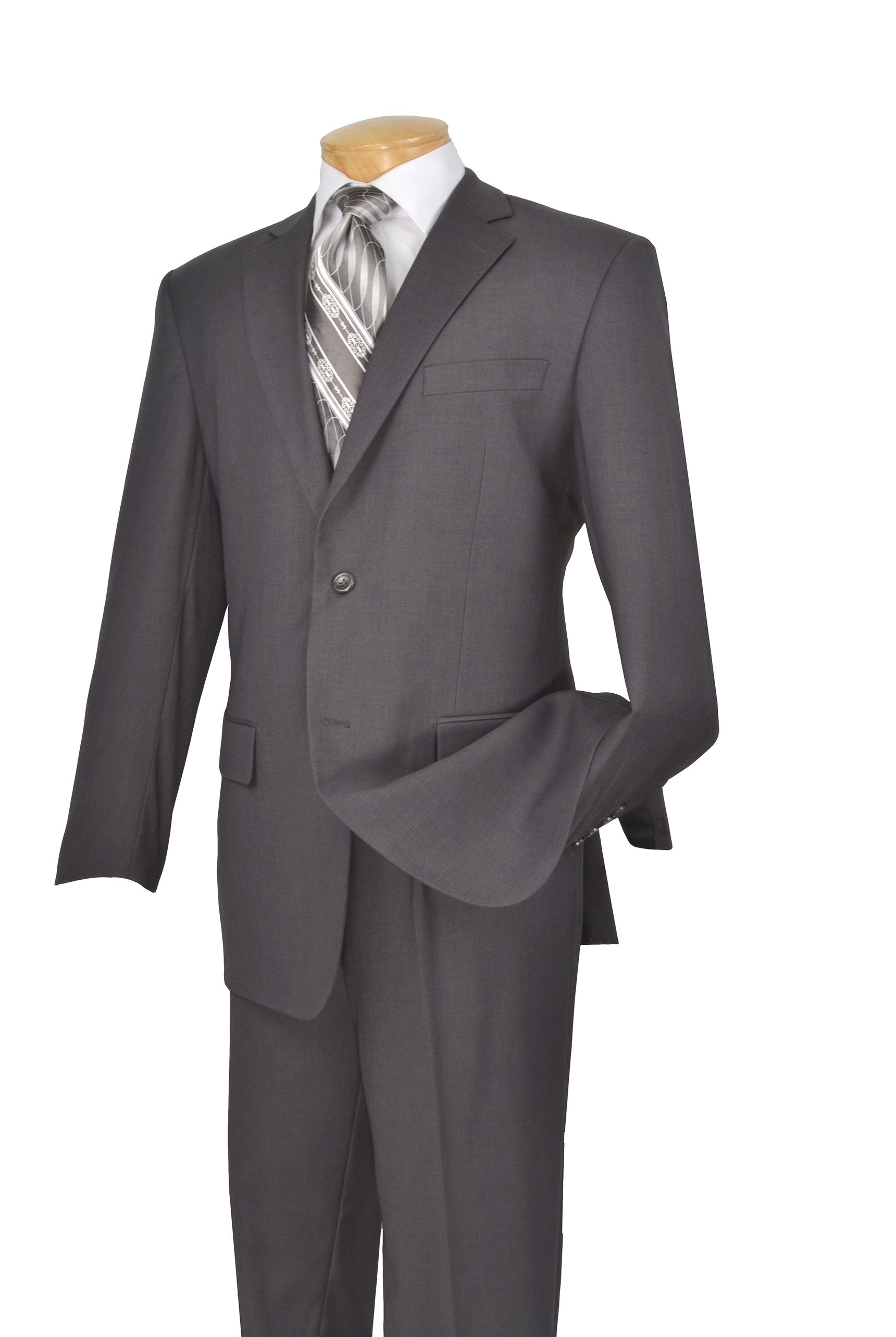 Vinci Men's 2 Piece Wool Feel Executive Suit - Pure Solid