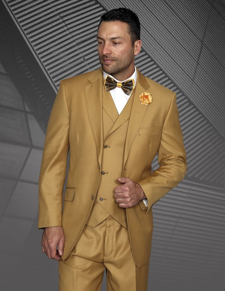 Statement Men's 3 Piece 100% Wool Suit - Elegant Solid