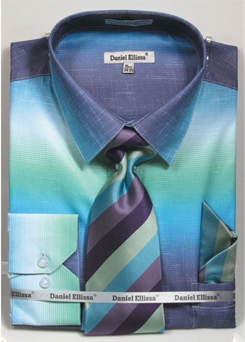 Daniel Ellissa Men's Convertible Cuff Shirt Set - Fashion Multicolor