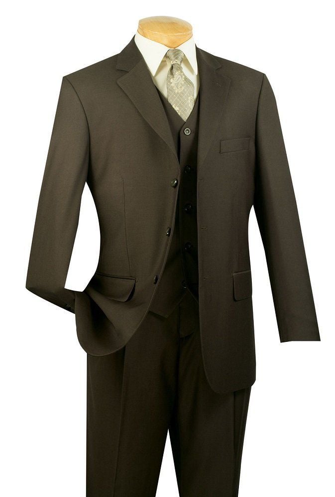 Vinci Men's Outlet 3 Piece Solid Executive Suit - Many Colors Available