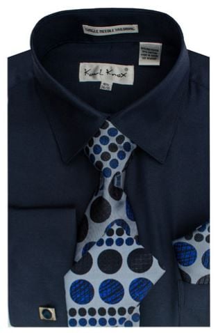 Karl Knox Men's French Cuff Shirt Set - Polka Dot Stripes