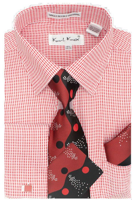 Karl Knox Men's French Cuff Shirt Set - Two Tone Wave