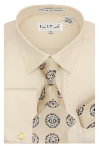 Karl Knox Men's French Cuff Shirt Set - Flower Pattern