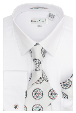 Karl Knox Men's French Cuff Shirt Set - Flower Pattern