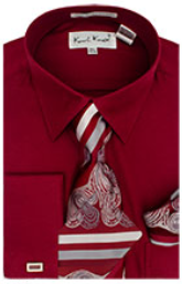 Karl Knox Men's French Cuff Shirt Set - Triple Tone Stripes