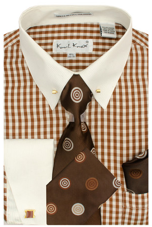 Karl Knox Men's French Cuff Shirt Set - Bullseye Polka Dot