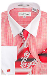 Karl Knox Men's French Cuff Shirt Set - Light Checker