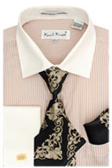 Karl Knox Men's French Cuff Shirt Set - Elegant Flowers
