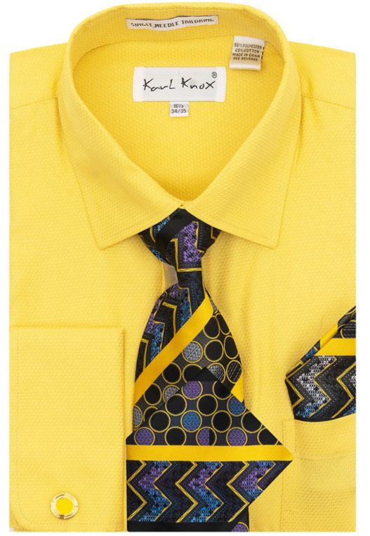 Karl Knox Men's French Cuff Shirt Set - Exciting Polka Dot