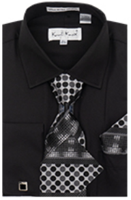 Karl Knox Men's French Cuff Shirt Set - Polka Dot