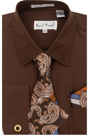Karl Knox Men's French Cuff Shirt Set - Layered Patterns