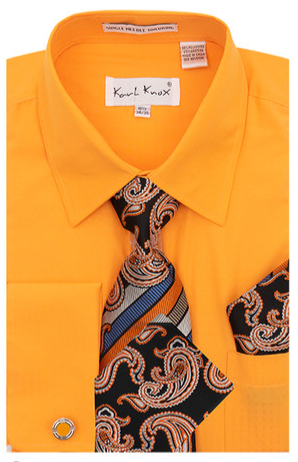 Karl Knox Men's French Cuff Shirt Set - Layered Patterns