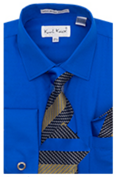 Karl Knox Men's French Cuff Shirt Set - Layered Stripes