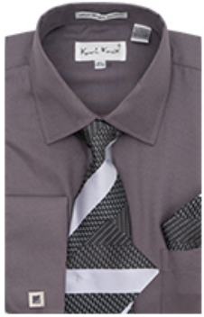 Karl Knox Men's French Cuff Shirt Set - Layered Stripes