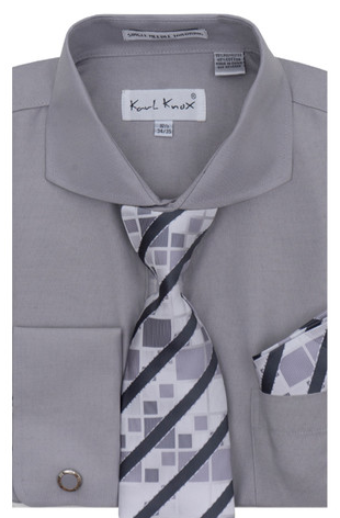 Karl Knox Men's French Cuff Shirt Set - Modern Spread Collar