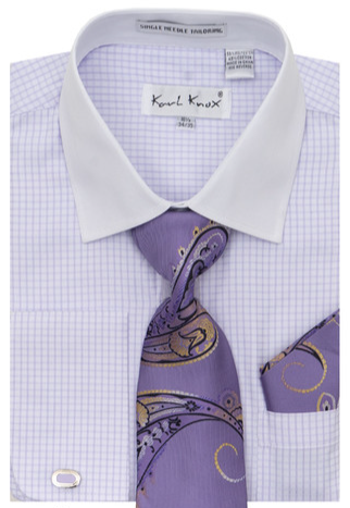 Karl Knox Men's French Cuff Shirt Set - Artistic Jacquard
