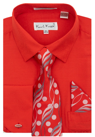 Karl Knox Men's French Cuff Shirt Set - Floral Dot