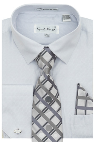 Karl Knox Men's French Cuff Shirt Set - Bold Windowpane
