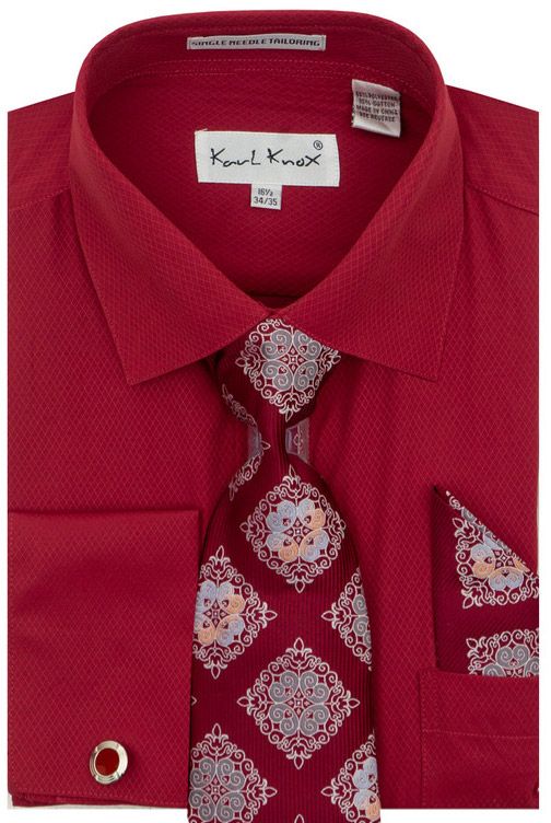 Karl Knox Men's French Cuff Shirt Set - Diamond Tiles