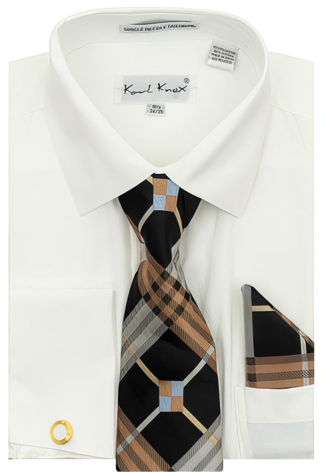 Karl Knox Men's French Cuff Shirt Set - Stylish Plaid