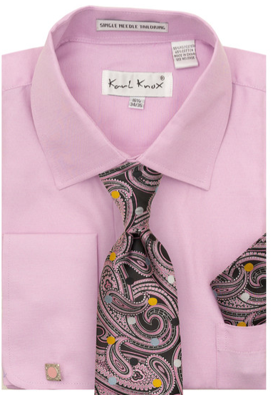 Karl Knox Men's French Cuff Shirt Set - Bold Jacquard