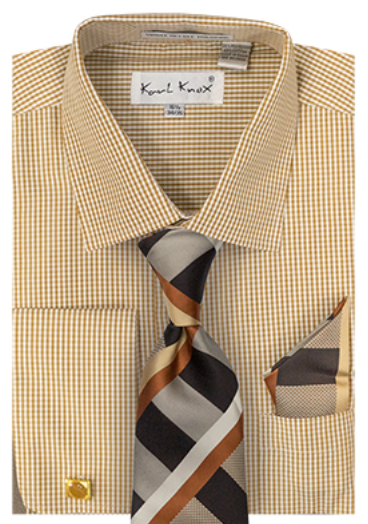 Karl Knox Men's French Cuff Shirt Set - Vibrant Stripes