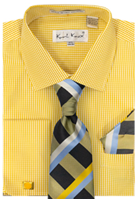 Karl Knox Men's French Cuff Shirt Set - Vibrant Stripes