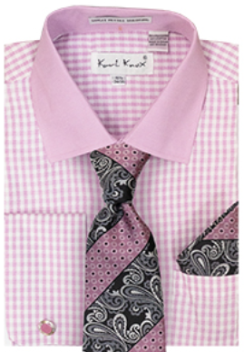 Karl Knox Men's French Cuff Shirt Set - Jacquard Dot