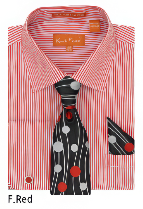 Karl Knox Men's French Cuff Shirt Set Pinstripe
