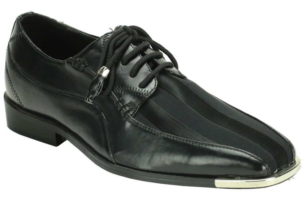 Roberto Chillini Men's Striped Satin Dress Shoes - Stylish Silver Tip