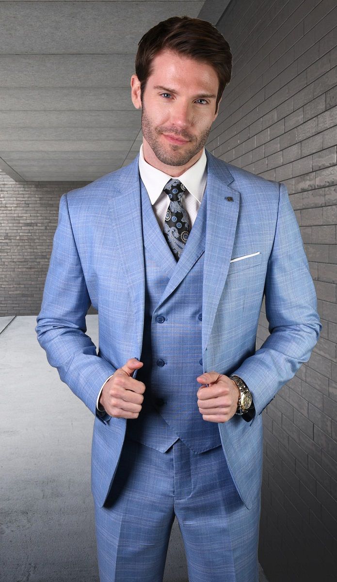 Statement Men's Outlet 3 Piece Wool Fashion Suit - Soft Textured Pattern