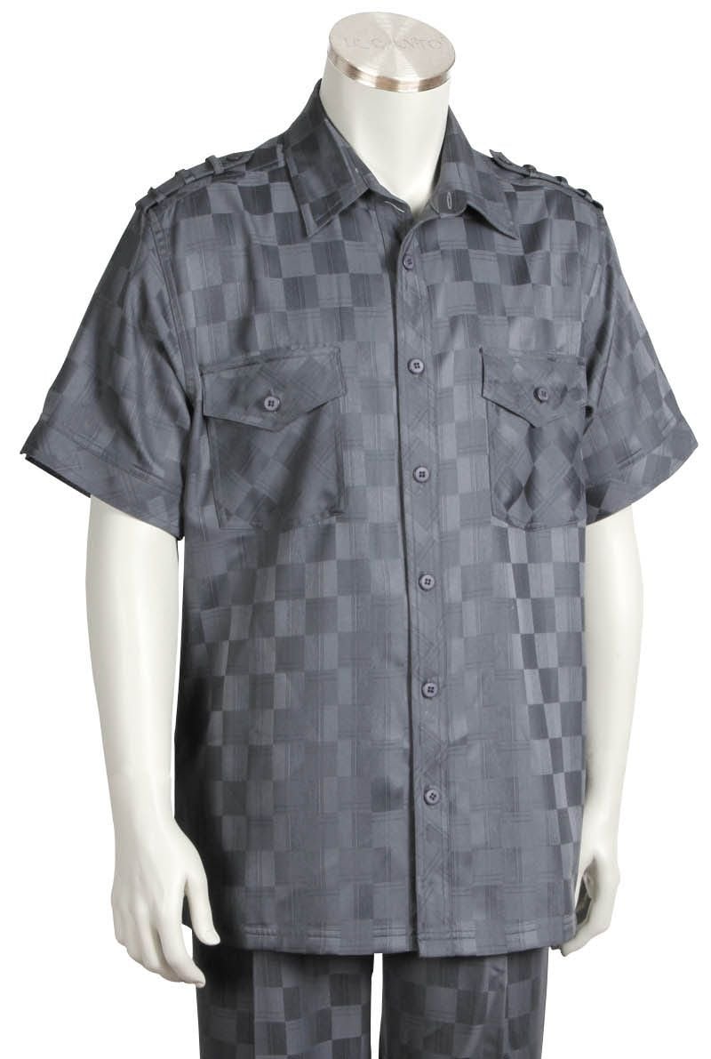 Canto Men's Outlet 2 Piece Short Sleeve Walking Suit - Sleek Checker