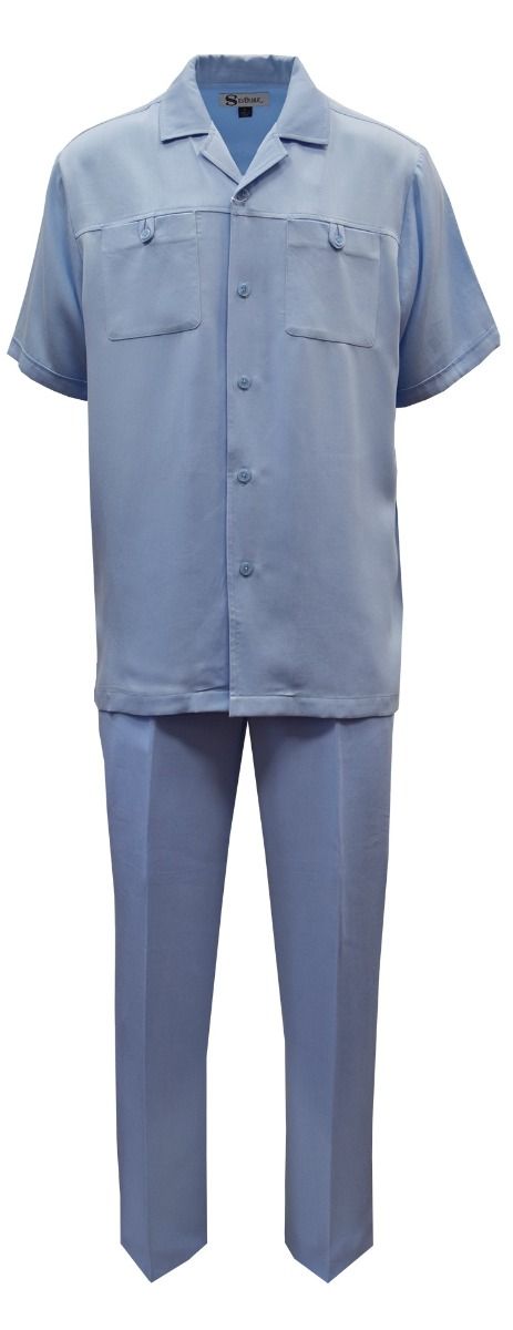 Silversilk Men's 2 Piece Short Sleeve Walking Suit - Double Pockets
