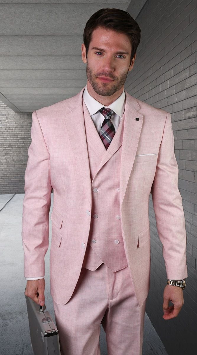 Statement Men's 3 Piece 100% Wool Fashion Suit - Soft Textured Solid