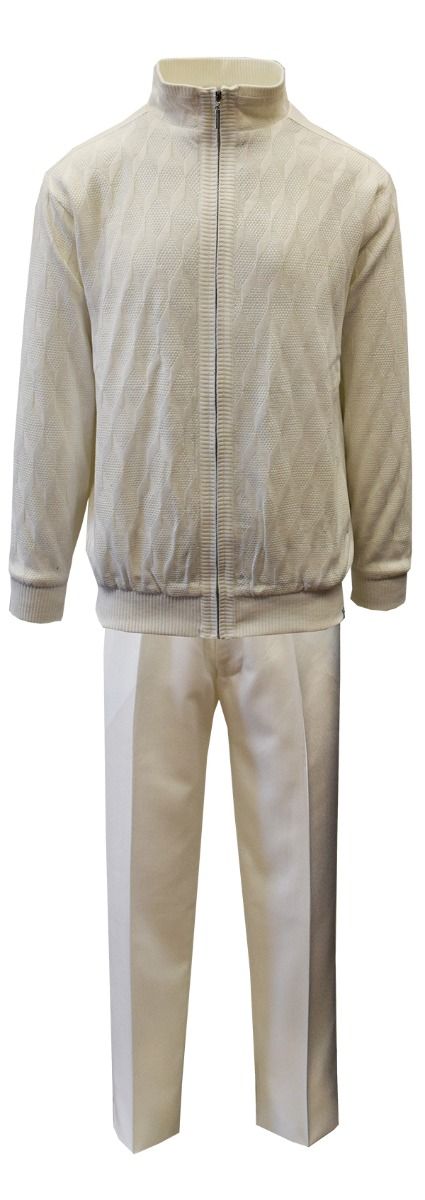 Silversilk Men's 2 Piece Long Sleeve Sweater Walking Suit - Cubed Fabric Pattern