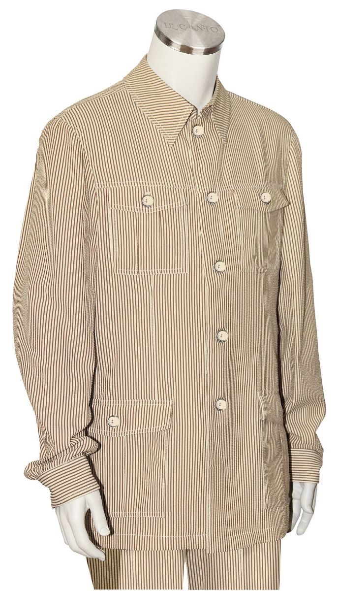Canto Men's Outlet 2 Piece Long Sleeve Walking Suit - Urban Stripe