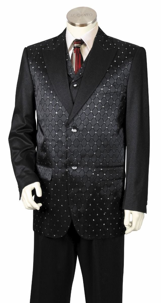 Canto Men's Outlet 3 Piece Designer Fashion Suit - Fancy Pattern