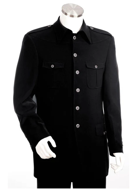 Canto Men's Outlet 2 Piece Military Style Fashion Suit - Button Details