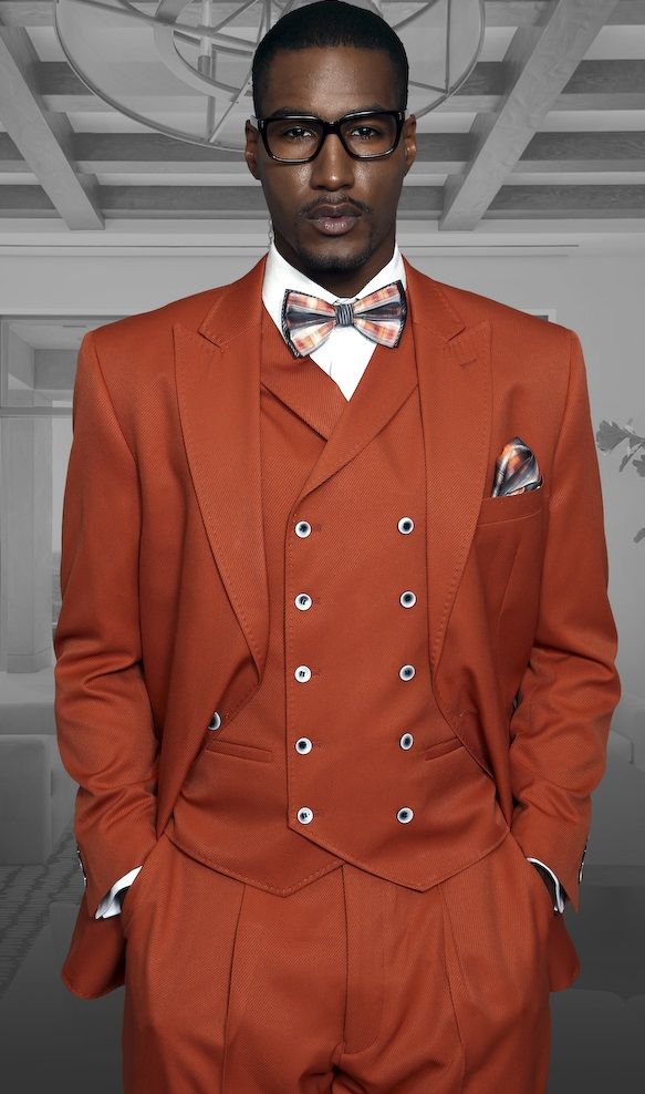 Statement Men's 3 Piece 100% Wool Outlet Suit - Fashion Lapel