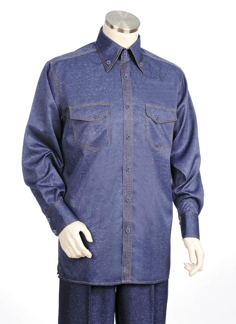 Canto Men's Outlet 2 Piece Long Sleeve Walking Suit - Denim Look