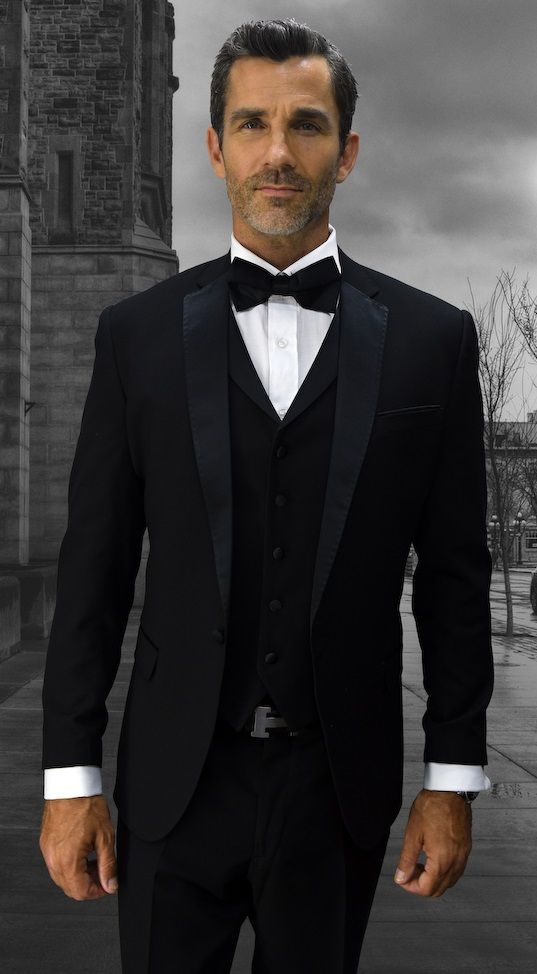 Statement Men's Outlet Wool Blend 3 Piece Fashion Tuxedo - Pic Stitching