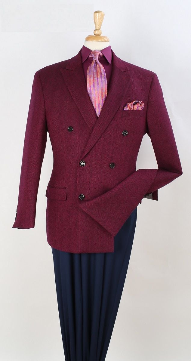 Apollo King Men's 100% Wool Sport Coat - Double Breasted