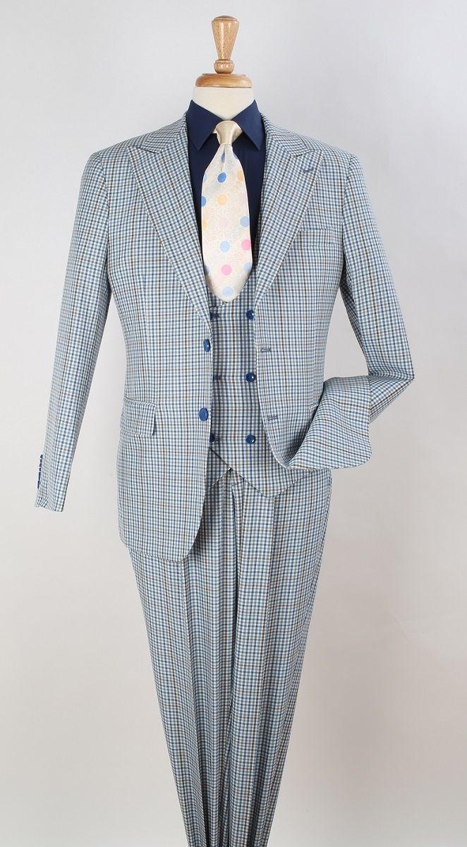 Royal Diamond Men's Outlet 3 Piece Fashion Suit - Windowpane